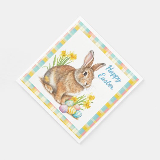 Spring Plaid with Easter Bunny Servet (Hoek)