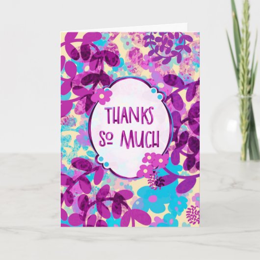 Spring Playful Posies - Whimsical Thank You Kaart (Voorkant)