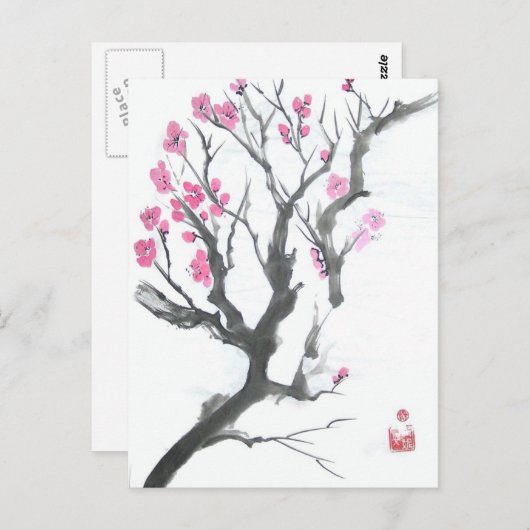 Spring Plum Blossom Branch Briefkaart (Voorkant / Achterkant)