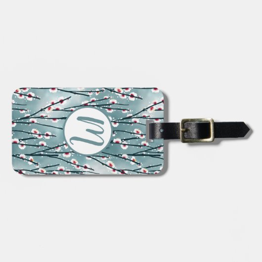 Spring Plum Blossom Floral Pattern Bagagelabel (Voorkant horizontaal)
