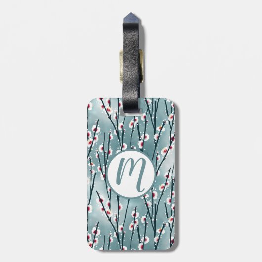 Spring Plum Blossom Floral Pattern Bagagelabel (Achterkant verticaal)