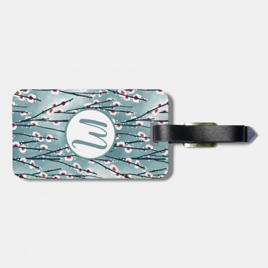 Spring Plum Blossom Floral Pattern Bagagelabel (Achterkant horizontaal)