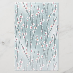 Spring Plum Blossom Floral Pattern Briefpapier