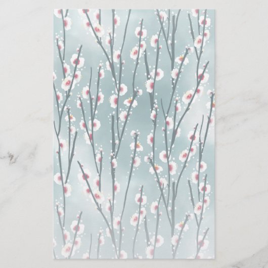 Spring Plum Blossom Floral Pattern Briefpapier (Voorkant)
