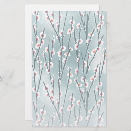 Spring Plum Blossom Floral Pattern Briefpapier (Voorkant / Achterkant)