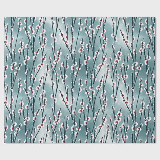 Spring Plum Blossom Floral Pattern Cadeaupapier (Vlak)