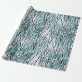 Spring Plum Blossom Floral Pattern Cadeaupapier (Uitgerold)
