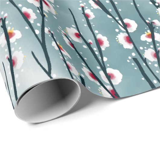 Spring Plum Blossom Floral Pattern Cadeaupapier (Rol Hoek)