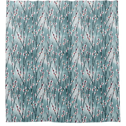 Spring Plum Blossom Floral Pattern Douchegordijn (Voorkant)