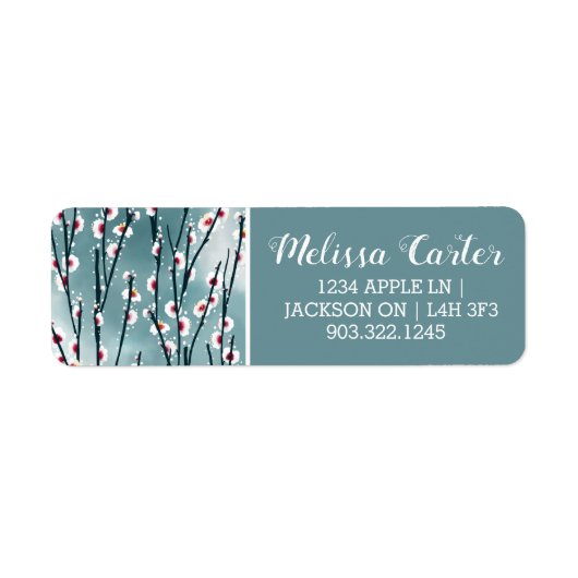 Spring Plum Blossom Floral Pattern Etiket (Voorkant)