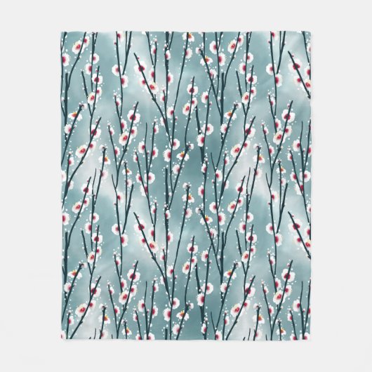 Spring Plum Blossom Floral Pattern Fleece Deken (Voorkant)
