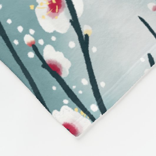Spring Plum Blossom Floral Pattern Fleece Deken (Hoek)