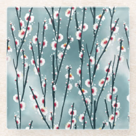 Spring Plum Blossom Floral Pattern Glazen Onderzetter