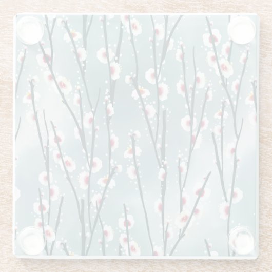 Spring Plum Blossom Floral Pattern Glazen Onderzetter (Achterkant)
