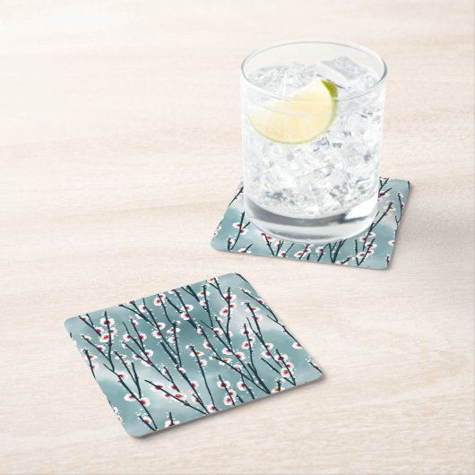 Spring Plum Blossom Floral Pattern Kartonnen Onderzetters (Insitu)