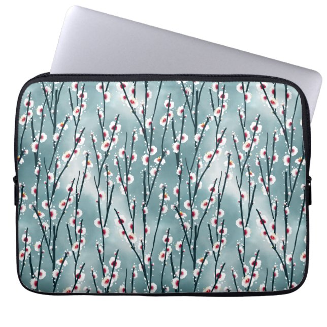 Spring Plum Blossom Floral Pattern Laptop Sleeve (Voorkant)