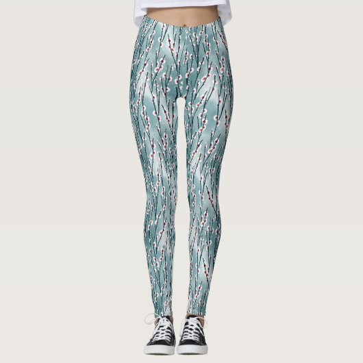 Spring Plum Blossom Floral Pattern Leggings (Voorkant)