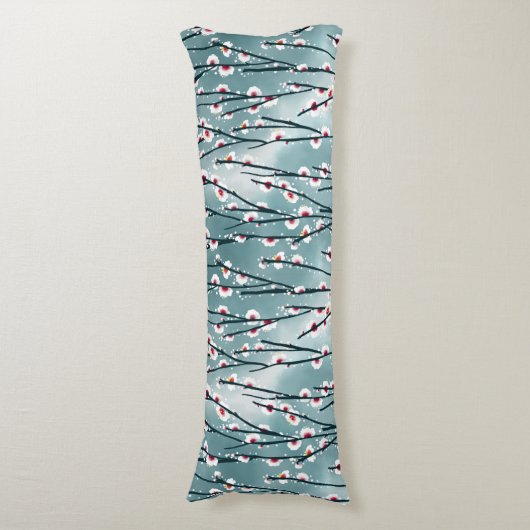 Spring Plum Blossom Floral Pattern Lichaamskussen (Voorkant Verticaal)