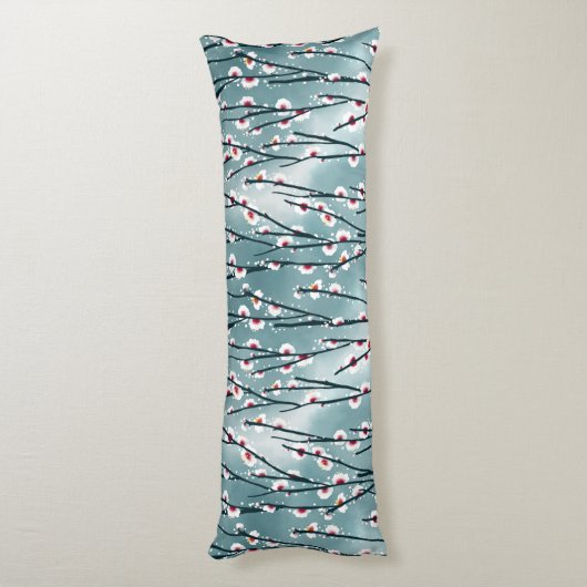 Spring Plum Blossom Floral Pattern Lichaamskussen (Achterkant (Verticaal))