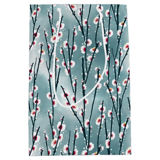 Spring Plum Blossom Floral Pattern Medium Cadeauzakje (Voorkant)