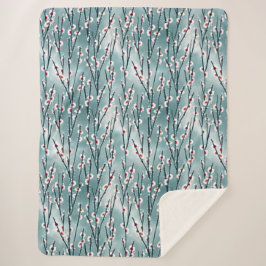 Spring Plum Blossom Floral Pattern Sherpa Deken