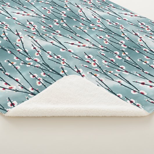 Spring Plum Blossom Floral Pattern Sherpa Deken (3/4)