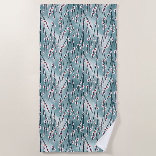 Spring Plum Blossom Floral Pattern Strandlaken (Voorkant)