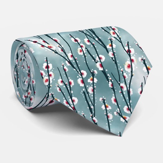 Spring Plum Blossom Floral Pattern Stropdas (Opgerold)