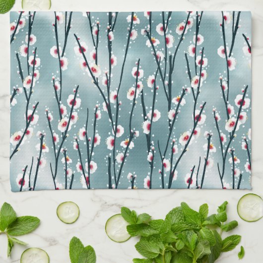 Spring Plum Blossom Floral Pattern Theedoek (Gevouwen)