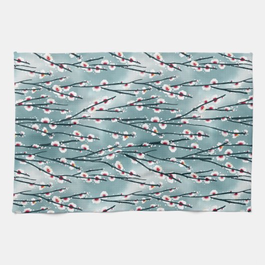 Spring Plum Blossom Floral Pattern Theedoek (Horizontaal)