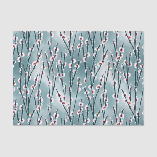 Spring Plum Blossom Floral Pattern Tissuepapier (Voorkant)
