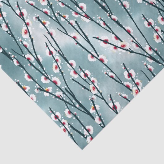 Spring Plum Blossom Floral Pattern Tissuepapier (Detail)