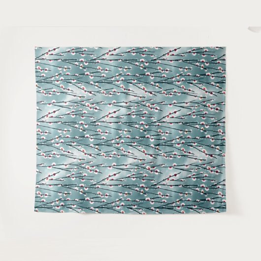 Spring Plum Blossom Floral Pattern Wandkleed (Voorkant (horizontaal))