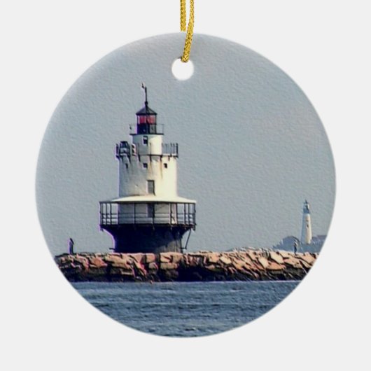 Spring Point Light en Portland Head Light Keramisch Ornament (Voorkant)