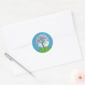 Spring Pointillism Tree Moon Ronde Sticker (Envelop)