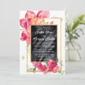 Spring Poppies Blackboard bruiloft uitnodiging (Staand voorkant)