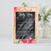 Spring Poppies Blackboard Wedding Response Kaart (Staand voorkant)