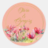 Spring Poppies Gold Wedding Sticker (Voorkant)