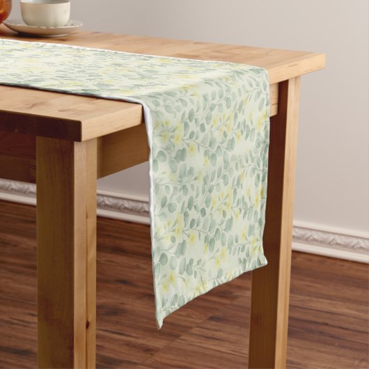 Spring Primrose & Sage Watercolor Table Runner Korte Tafelloper (Voorbeeld)
