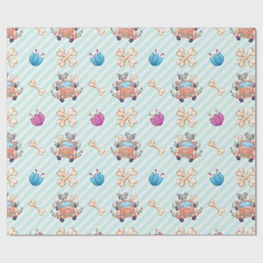 Spring Puppy Love Patroon Cadeaupapier (Vlak)