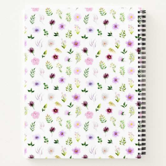 Spring Purple Floral Baby Birth Stats Notitieboek (Achterkant)