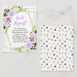 Spring Purple Floral Baby Shower Book Request Informatiekaartje