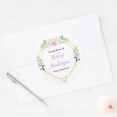 Spring Purple Floral Baby Shower Bookplate Ronde Sticker (Envelop)