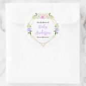 Spring Purple Floral Baby Shower Bookplate Ronde Sticker (Tas)
