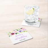 Spring Purple Floral Birthday Kartonnen Onderzetters (Insitu)