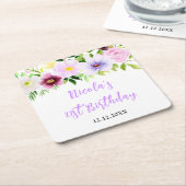 Spring Purple Floral Birthday Kartonnen Onderzetters (Schuin)