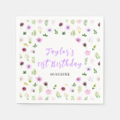Spring Purple Floral Birthday Servet (Voorkant)