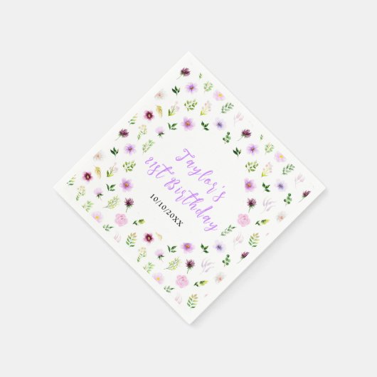 Spring Purple Floral Birthday Servet (Hoek)