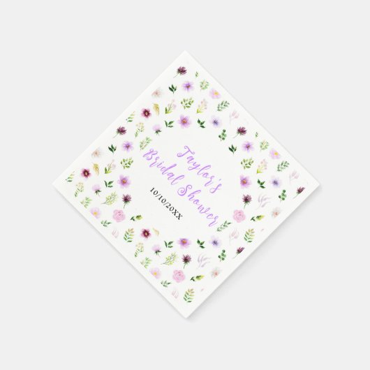 Spring Purple Floral Bridal Shower Servet (Hoek)
