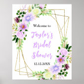 Spring Purple Floral Bridal Shower Welcome Sign Poster (Voorkant)